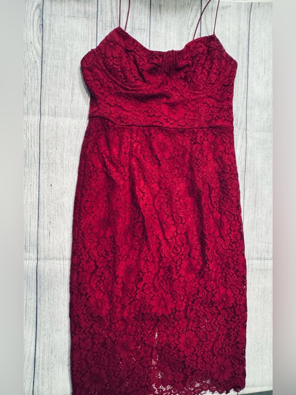 Lush Burgundy Lace Strapless Dress
